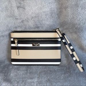 Kate Spade Neutral Striped Wristlet Wallet